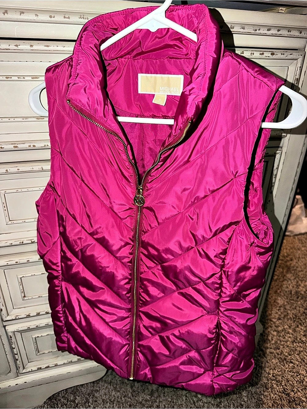 Michael Kors Quilted Puffer Vest in Pink Size Small Like New